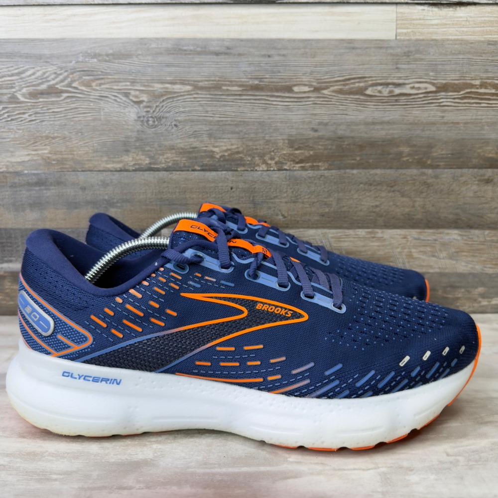Brooks Glycerin 20 Mens Size 11 2E Wide Running Shoes Navy Orange 1103822E444